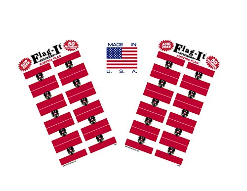 Made in The USA! 2 Packs of Flag-It Austria Flag Stickers, 100 Austrian Sticker Decals