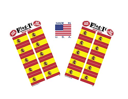 Made in The USA! 2 Packs of Flag-It Spain Flag Stickers, 100 Spanish Sticker Decals