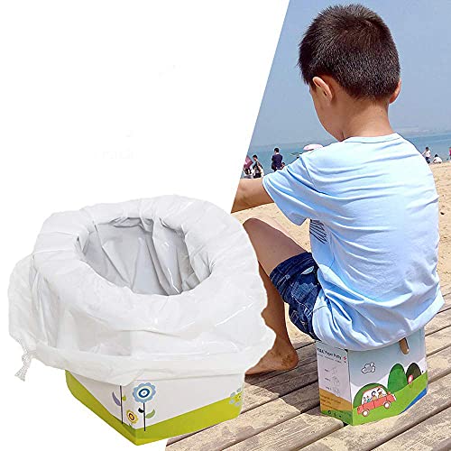 Portable Baby Child Potty Emergency Toilet Foldable Travel Potty with 5 Toilet Seat Bin Bags for Kids Toddler Pee Training Adults Pets Outdoors Camping Car Travel