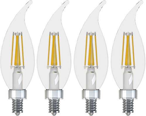 GE Lighting 13395 Dimmable Decorative Soft White LED 3.5 (40-watt Replacement), 300-Lumen Bent Tip Light Bulb with Candelabra Base, 4-Pack