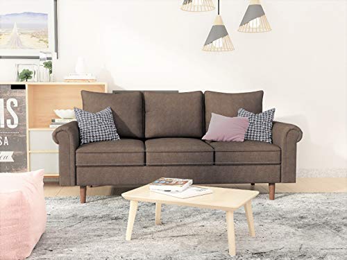Container Furniture Direct Circular Ultra Modern Fabric Upholstered Living Room Sofa, 64.60″, Brown