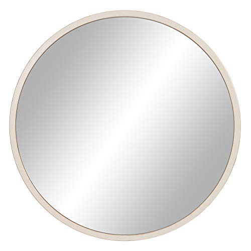 Patton Wall Decor 30″ Distressed Cream and Gold Framed Round Wall Mirror