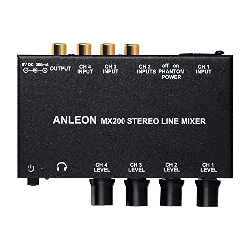 ANLEON Stereo Line Mixer four channel mixer, microphone XLR RCA mixes audio
