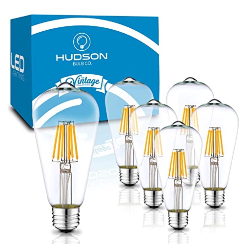 Vintage Edison LED Light Bulbs 6W (6 Pack) – E26/E27 Base Dimmable LED Light Bulbs 60 watt Equivallent – 4000K Daylight White Light Bulbs – ST58 Style Light Bulbs Set for Home, Kitchen Indoor/Outdoor
