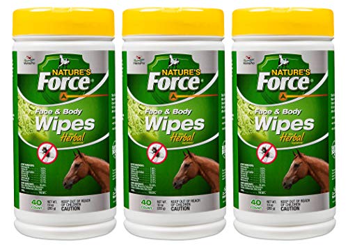 Manna Pro Nature’s Force Face and Body Wipes for Fly Control, 40 Count (Pack of 3)