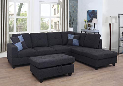 Lifestyle Furniture Sectional Couch Set,L-Shape Sofa Sectional Matching Storage Ottoman and Pillows, Living Room Sofa Set