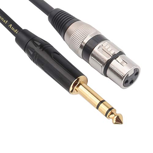 tisino XLR Female to 1/4 Inch (6.35mm) TRS Jack Lead Balanced Signal Interconnect Cable XLR to Quarter inch Patch Cable – 3.3 Feet