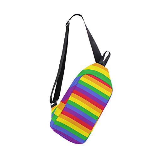 Anmarco Rainbow Stripes Shoulder Backpack Sling Chest Crossbody Bag Travel Hiking Daypack for Men Women
