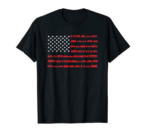 American Flag Railroad Train Conductor T-Shirt