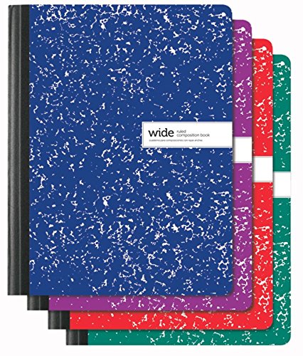 Office Depot Brand Color Marble Composition Book, 7 1/2in x 9 3/4in, Wide Ruled, 100 Sheets, Assorted Colors (No Color Choice)