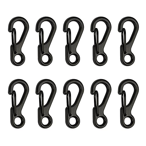Swatom Mini SF Alloy Carabiner Clip Tiny Spring Snap Hook Carabiners for Paracord Backpack Camping Bottle Using Keychains Accessories 10pcs (New Black Style)