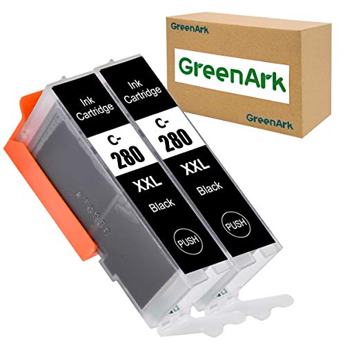 GreenArk Compatible Ink Cartridges Replacement for Canon PGI-280 PGI-280XXL BK Black Ink Tank 2 Pack Works for PIXMA TR7520 TR8520 TS9120 TS6120 TS6220 TS8120 TS8220 TS9520 TS9521C Printers