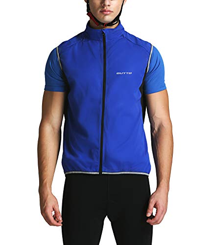 Outto Men’ Reflective Running Cycling Vest for Safty and Windproof(XX-Large,Blue)
