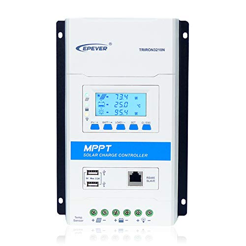EPEVER MPPT Solar Charge Controller 30A 12V/24V Auto Solar Panel Charge Controller DS2 + UCS Intelligent Modular Regulator for Sealed, AGM, Gel, Flooded, Lithium Battery (30A,Triron3210N)