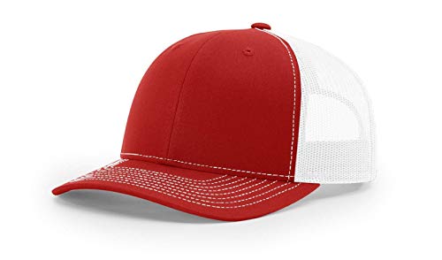 Richardson 112 Mesh Back Trucker Cap Snapback Hat, Red/White