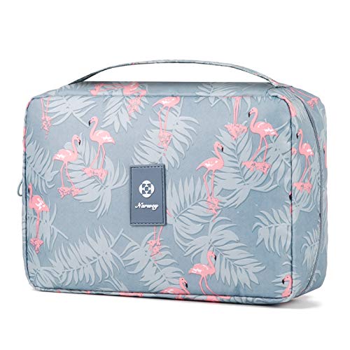 Narwey Hanging Toiletry Bag for Women Travel Makeup Bag Organizer Toiletries Bag for Cosmetics Essentials Accessories (Flamingo)