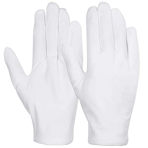 12 Pairs Cotton Gloves for Dry Hands, Anezus White Cotton Gloves Cloth Serving Gloves for Eczema Moisturizing Dry Hands Coin Jewelry Silver Archival Costume Inspection, Medium Size