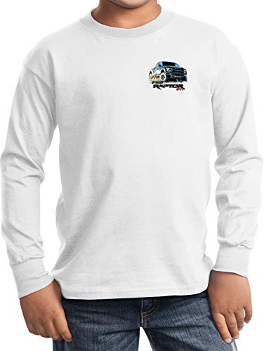Ford F-150 Raptor Pocket Print Youth Kids Long Sleeve Shirt, White Medium