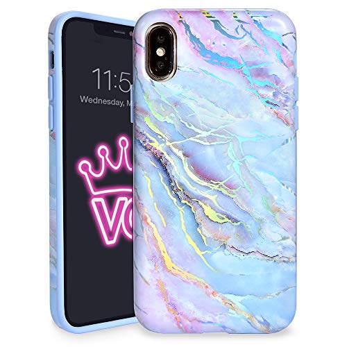 Velvet Caviar Compatible with iPhone X Case & iPhone Xs Case Marble for Women & Girls – Cute Protective Phone Cases (Pink Iridescent Holographic Blue)