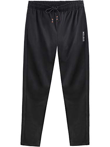NELEUS Men’s Athletic Workout Running Tapered Pants,7006,One Piece of Black,M,EU L