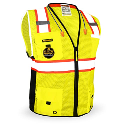 KwikSafety (Charlotte, NC BIG KAHUNA Safety Vest [11 Pockets] Class 2 ANSI OSHA Reflective High Visibility Heavy Duty Surveyor Construction Lightweight Men’s Industrial Work Gear | Yellow XL