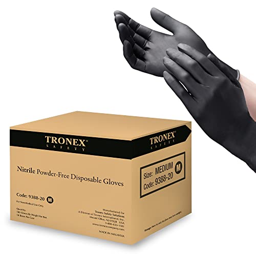 TRONEX 1000 Pack Black Nitrile 4 Mil Powder-Free Fingertip Textured Disposable Gloves Food Safe Black Industrial Glove (Extra Large)