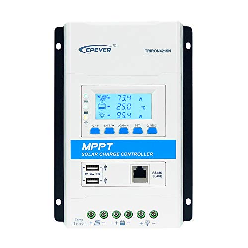 MPPT Charge Controller 40A 12V/24V Auto Solar Charge Regulator Max PV 150V Solar Panel 520W/12V;1040W/24V Charging for Sealed, AGM, Gel, Flooded and Lithium Battery (40A,Triron4215N)