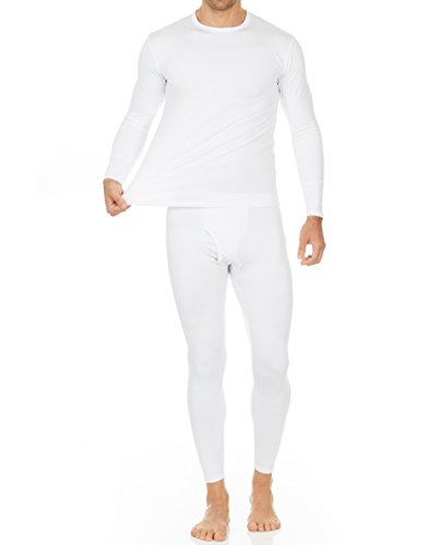 Thermajohn Long Johns Thermal Underwear for Men Fleece Lined Base Layer Set for Cold Weather (X-Small, White)