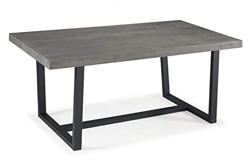Walker Edison Andre Modern Solid Wood Dining Table, 72 Inch, Grey