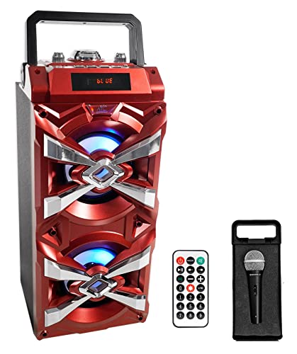 NYC Acoustics X-Tower Bluetooth Karaoke Machine System w/LED’s+Microphone+Remote