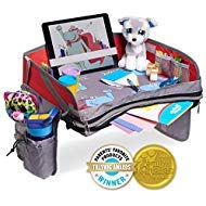 Hippococo Kids Travel Tray: Premium Portable Activity Organizer, Non-Flimsy, Padded Base, Large Storage Pocket, Sturdy Walls, Waterproof, Tablet Holder, Universal Fit – Car Seats, Strollers & Airplane