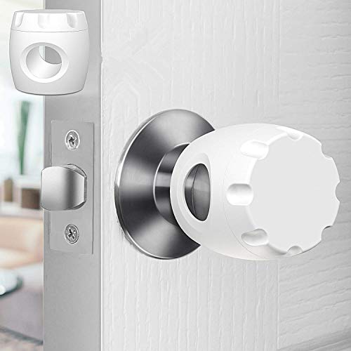 Uxoz Door Knob Safety Cover, 4 Pack Baby Safety Door Handle Cover, Screw Thread Design, Reusable, Reliable Solution to Prevent Kids from Popping Off The Covers