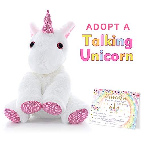 ORIENTAL CHERRY Unicorn Stuffed Animal – Talking Unicorn Interactive Toys – Christmas Birthday Gifts for Girls Teens Kids Age 4 5 6 7 8 9 10 Preschool Kindergarten