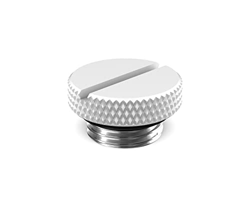 PrimoChill G 1/4in. SX Knurled Nickel Slotted Stop Fitting – Sky White
