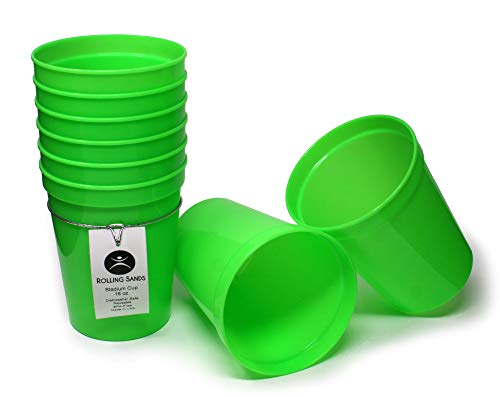 Rolling Sands 16 oz. Reusable Plastic Stadium Cups, 8 Pack, Made in USA, BPA-Free Dishwasher Safe Tumblers, Lime Green
