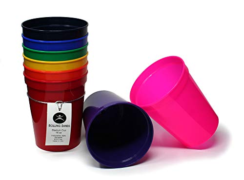 Rolling Sands 16 oz. Reusable Plastic Stadium Cups, 8 Pack, Made in USA, BPA-Free Dishwasher Safe Tumblers, Rainbow