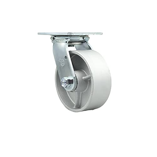 Semi Steel Cast Iron Swivel Top Plate Caster w/5″ x 2″ Silver Wheel – 1000 lbs Capacity/Caster – Service Caster Brand