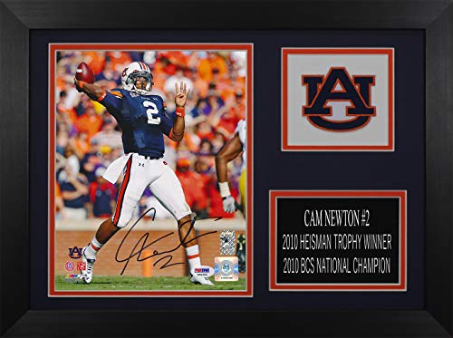 Cam Newton Autographed Auburn Photo – Beautifully Matted and Framed – Hand Signed By Cam Newton and Certified Authentic by PSA – Includes Certificate of Authenticity – Deisgn 8A