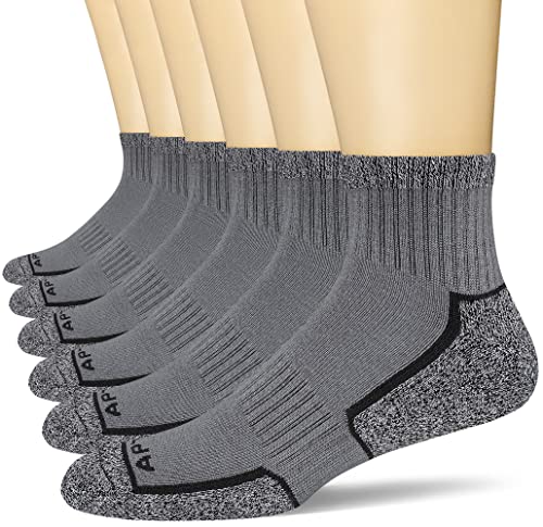 APTYID Men’s Ankle Socks Quarter Running Athletic Cushioned, Size 9-12, Graphite Gray, 6 Pairs