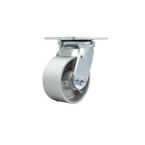Semi Steel Cast Iron Swivel Top Plate Caster w/4″ x 2″ Silver Wheel – 1000 lbs Capacity/Caster – Service Caster Brand