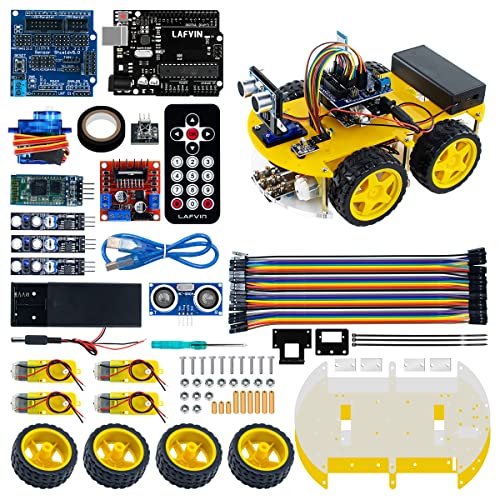 LAFVIN Smart Robot Car Kit Include Ultrasonic Sensor,R3 Board Compatible with Arduino IDE with Tutorial