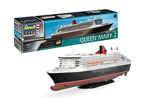 Revell RV05199 1:400-Queen Mary 2 Platinum Edition Plastic Model kit, Multicolour, 1/400