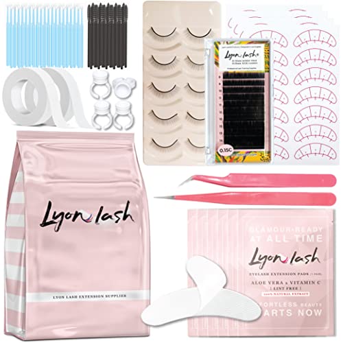 Lyon Lash Eyelash Extension Supplies 4×100 Packs – 100 Pairs Under Eye Gel Pads | 100 Disposable Mascara Brushes Wands | 100 Micro Applicators Brush | 100 Glue Ring Holder | 2 Medical Tapes