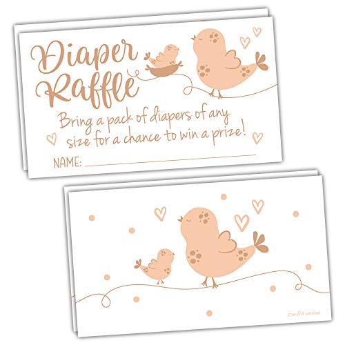 50 Baby Bird Diaper Raffle Tickets – Girl Baby Shower Game
