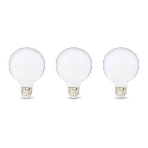 Amazon Basics 60W Equivalent, Frosted, Soft White, Dimmable, G25 LED Light Bulb | 3-Pack