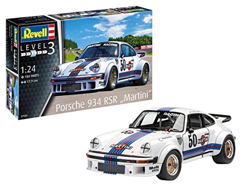 Revell RV07685 07685 7685 1:24 Porsche 934 RSR ‘Martini Racing’ Plastic Model Kit, Various, 1/24