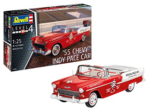 Revell GmbH Revell 07686 7686 1:24 ’55 Chevy Indy Pace Car Plastic Model Kit, Multicolour, 1/25