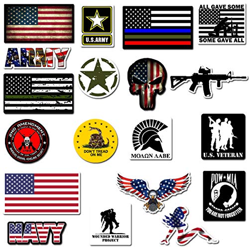 Hard Hat Stickers, Premium Thick Funny Vinyl Decals for Hardhat, Helmet, Toolbox, Laptop, Mug, Car Bumper and More | Waterproof | American Flag (Military Assort)