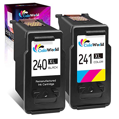 ColoWorld Remanufactured Ink Cartridge Replacement for Canon PG-240XL CL-241XL for Pixma MG3620 MG3600 MX452 MG2120 MG3520 MX472 MG3220 MX432 MG2220 MX512 MG3122 MG3222 Printer (1 Black, 1 Color)