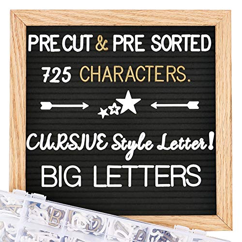 Felt Letter Board with Letters, Pre Cut & Sorted 725 Letters, First Day of School Board, 10×10 Inch Changeable Letter Boards Message Board, Classroom Decor Farmhouse Wall Decor Sign Board